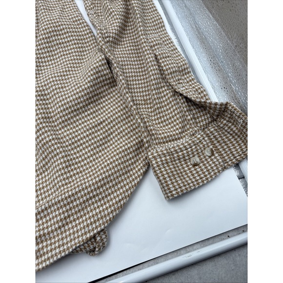 Banana Republic Untucked Fit Mens Long Sleeve Shirt Brown Houndstooth Size XL - Picture 11 of 12